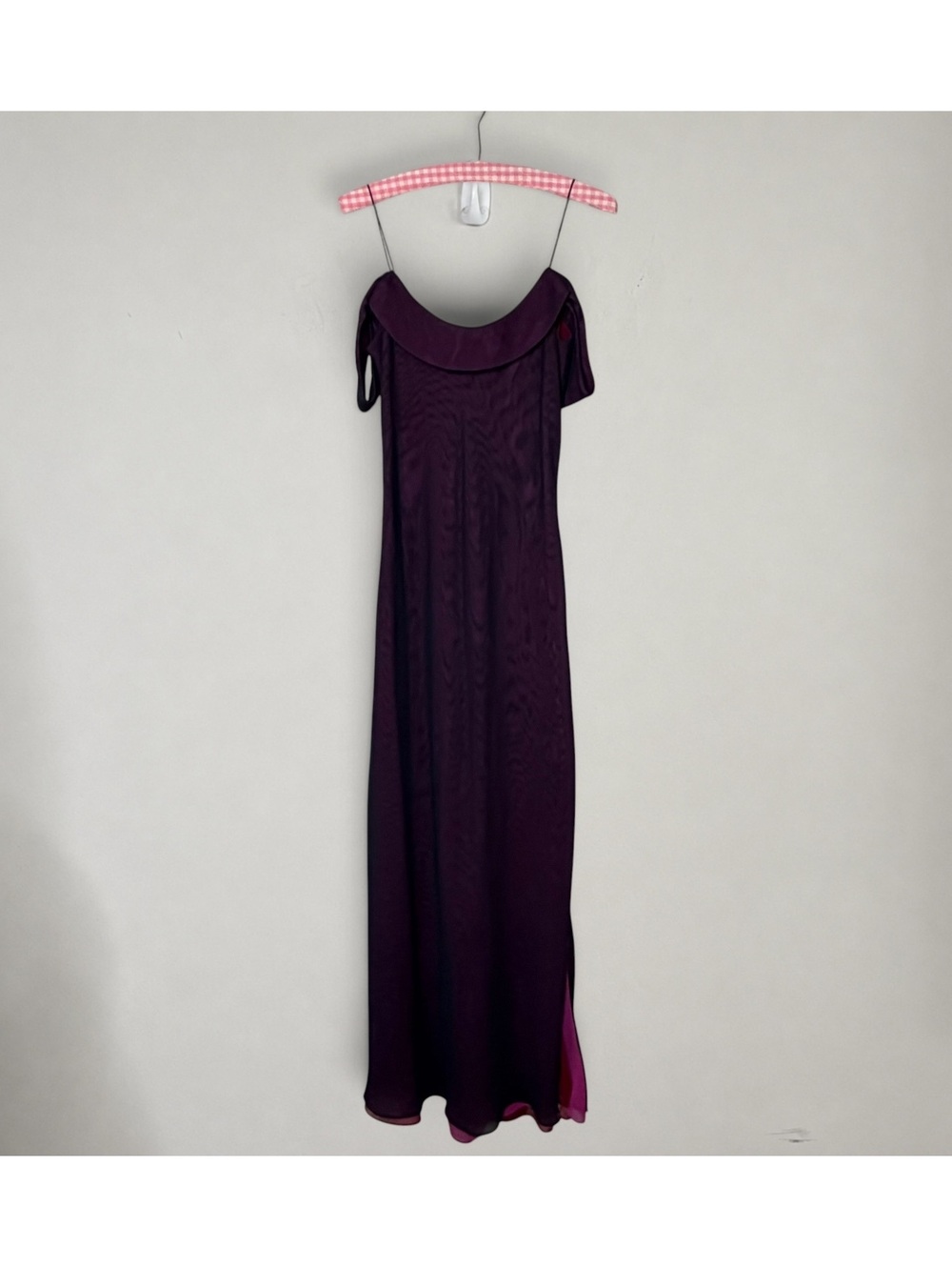 Vintage 90s Spiegel Iridescent Whimsigoth Chiffon Maxi Dress Plum Burgundy